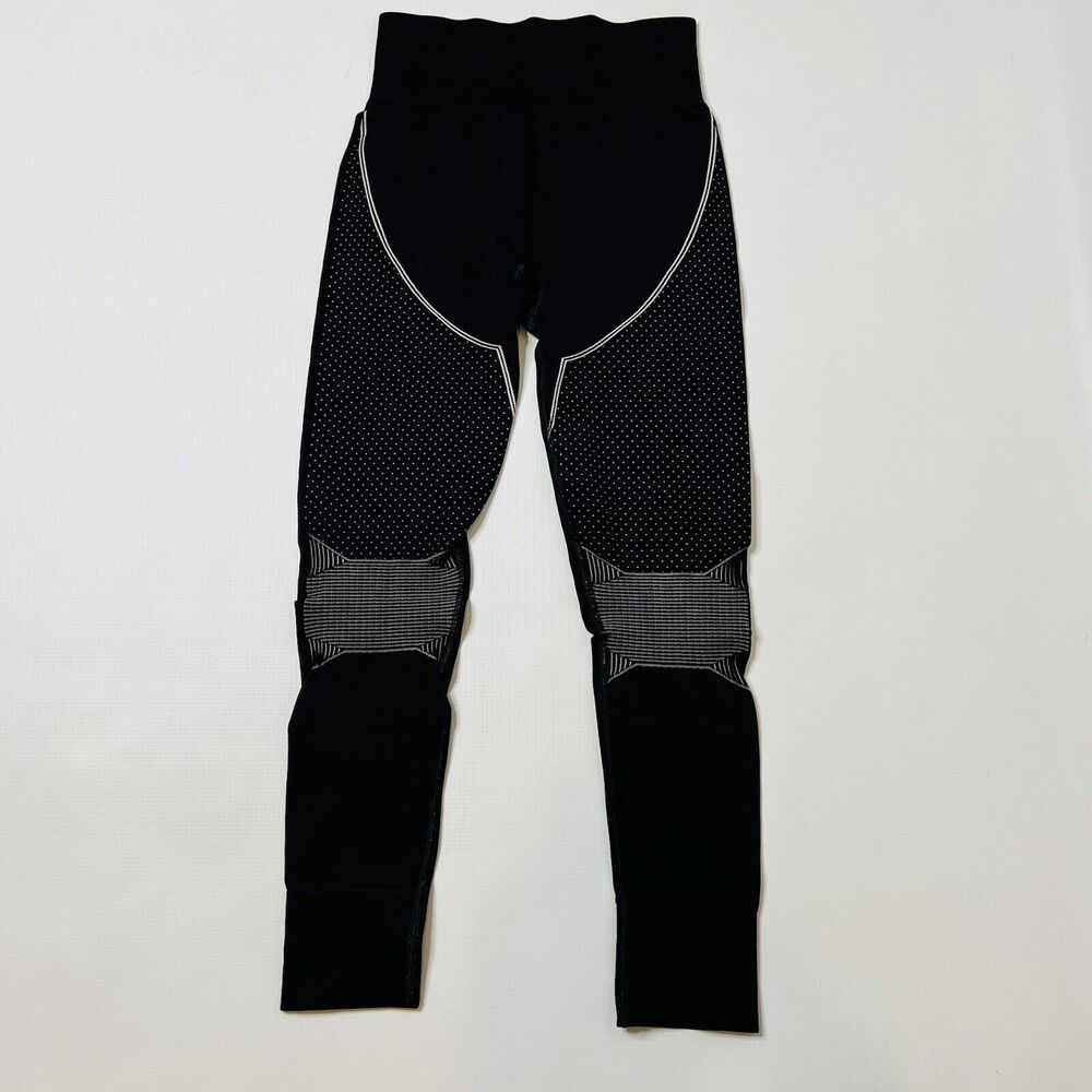 Carbon 38 Black White Leggings Polka Dot And Line Geometric Pattern XS Small